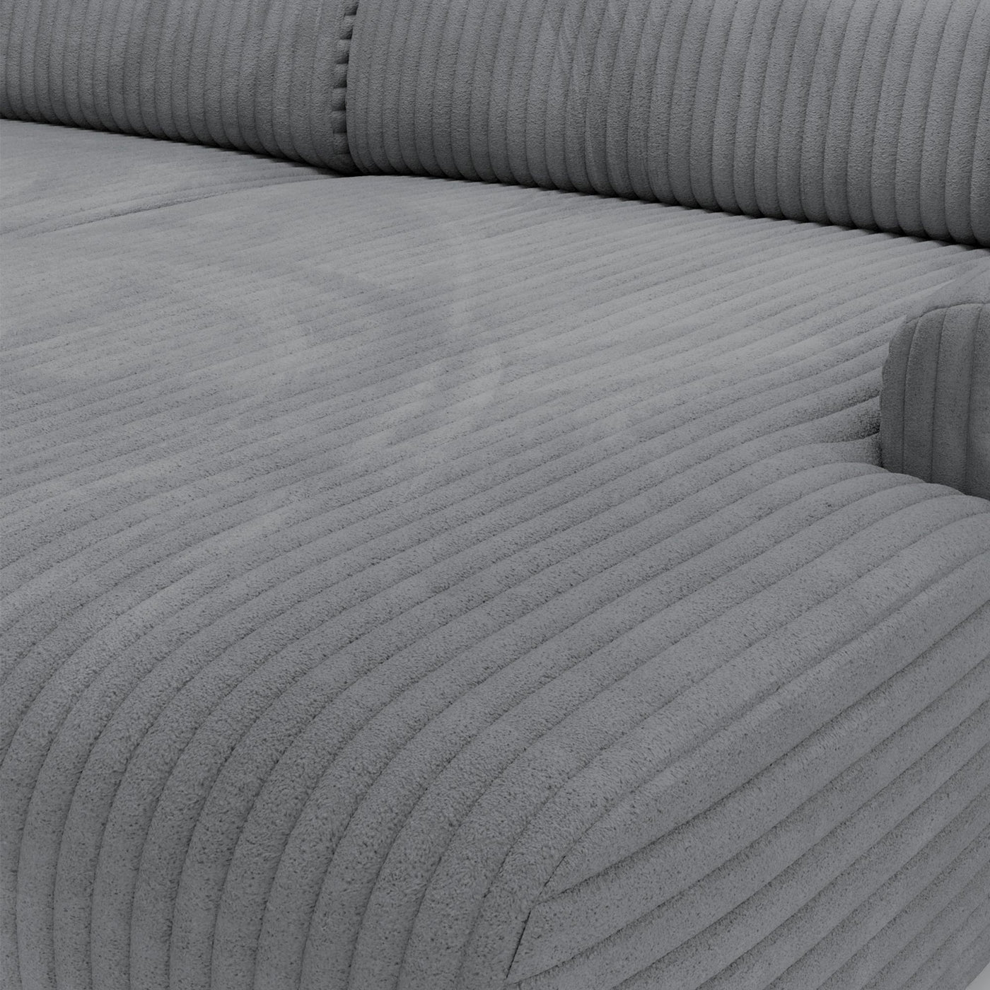 SOFIA Canapé d'angle en velours gros côtelé gris foncé - Angle droit - Canapés d'angle - Mobilier Deco
