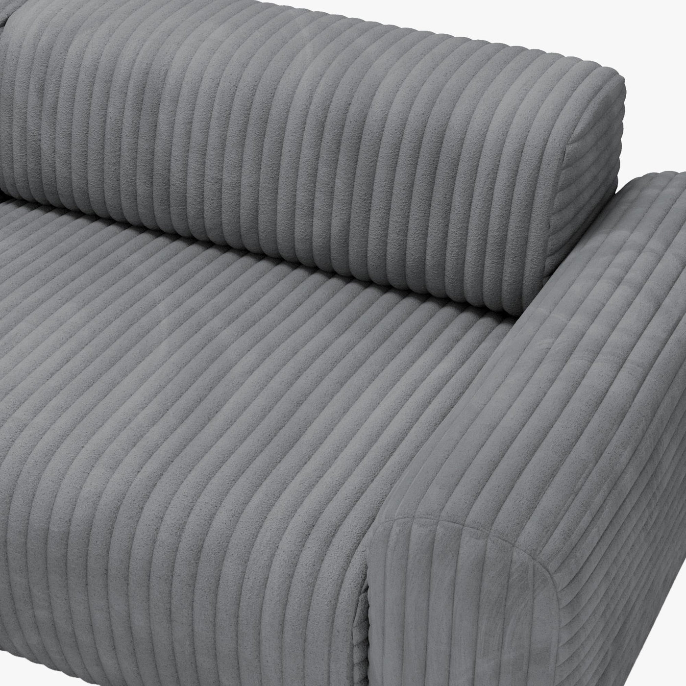 SOFIA Canapé d'angle en velours gros côtelé gris foncé - Angle gauche - Canapés d'angle - Mobilier Deco
