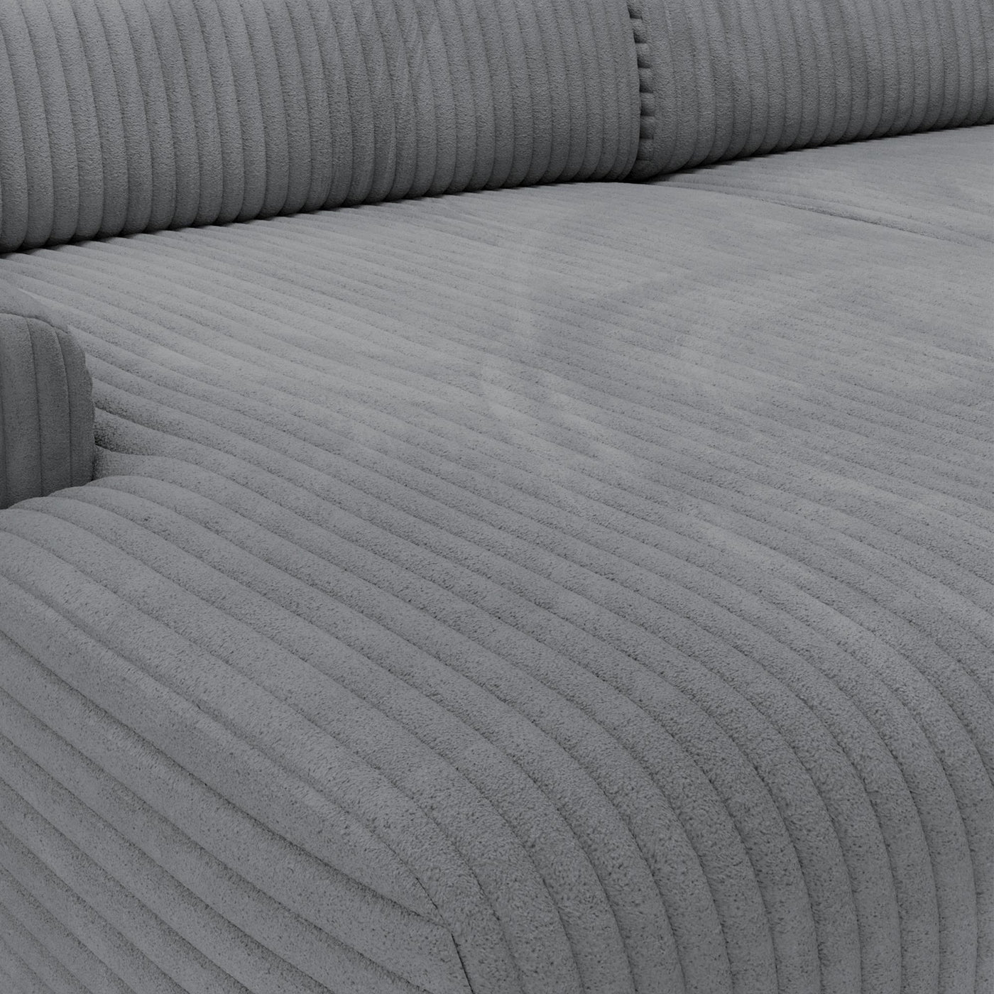 SOFIA Canapé d'angle en velours gros côtelé gris foncé - Angle gauche - Canapés d'angle - Mobilier Deco