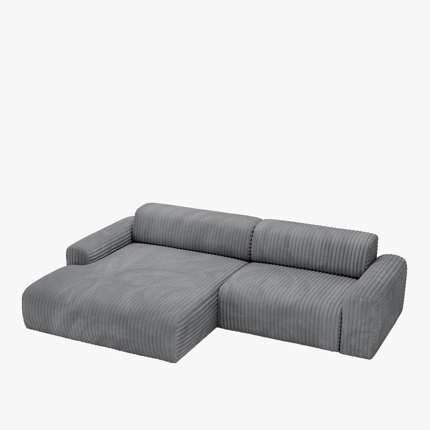 SOFIA Canapé d'angle en velours gros côtelé gris foncé - Angle gauche - Canapés d'angle - Mobilier Deco