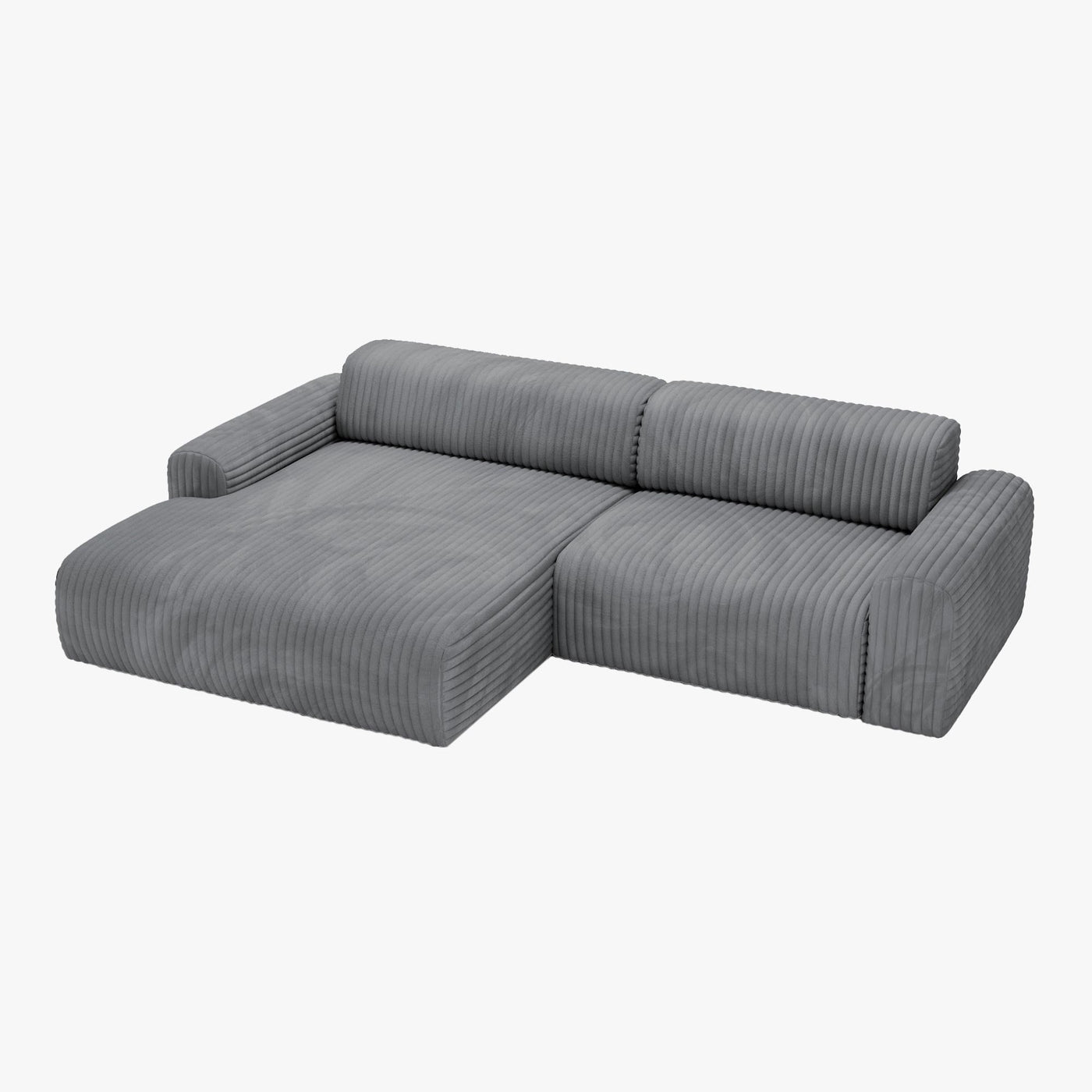 SOFIA Canapé d'angle en velours gros côtelé gris foncé - Angle gauche - Canapés d'angle - Mobilier Deco