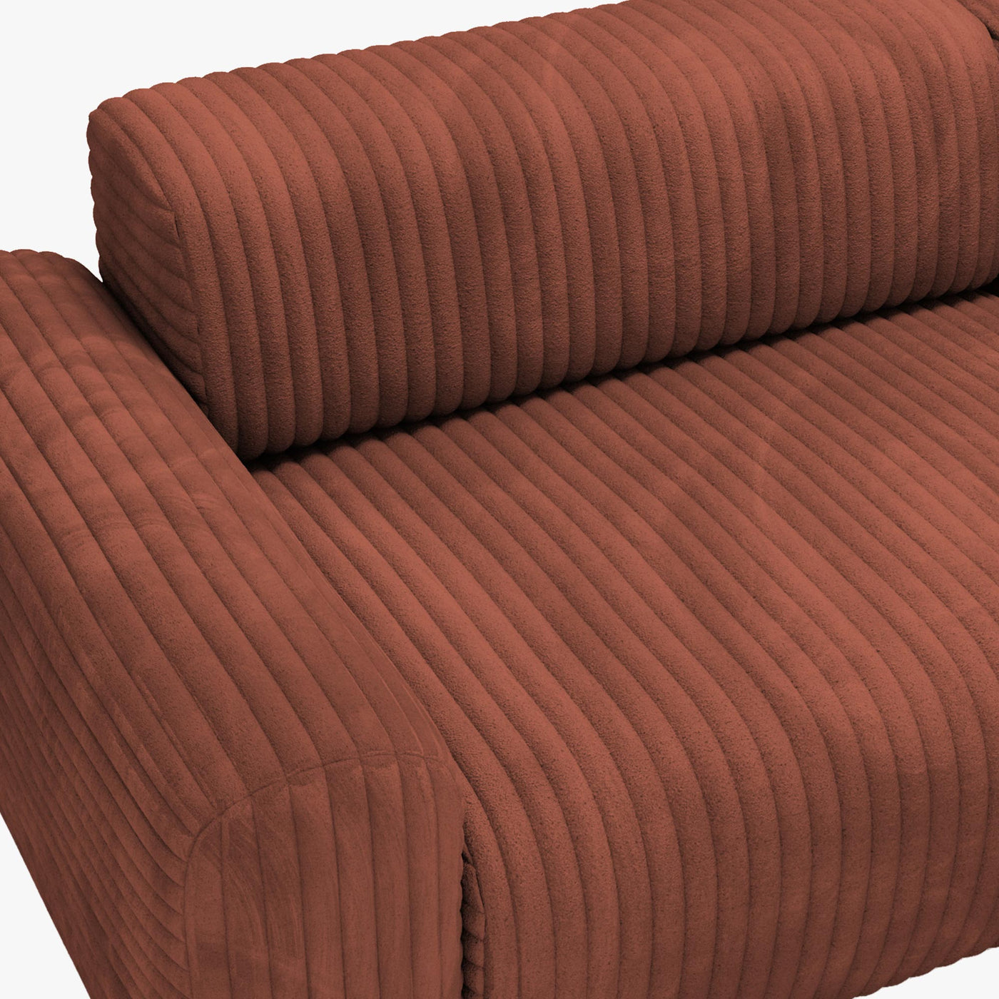 SOFIA Canapé d'angle en velours gros côtelé terracotta - Angle droit - Canapés d'angle - Mobilier Deco
