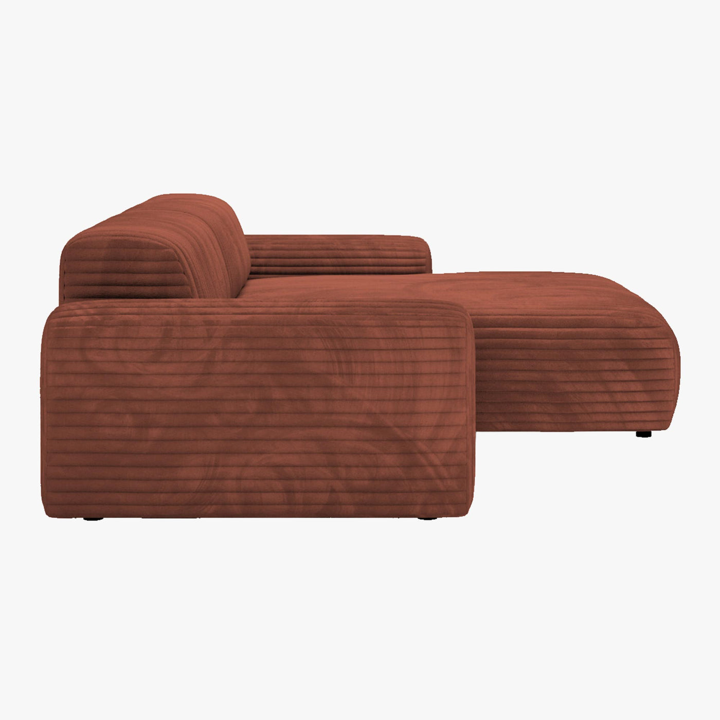 SOFIA Canapé d'angle en velours gros côtelé terracotta - Angle droit - Canapés d'angle - Mobilier Deco
