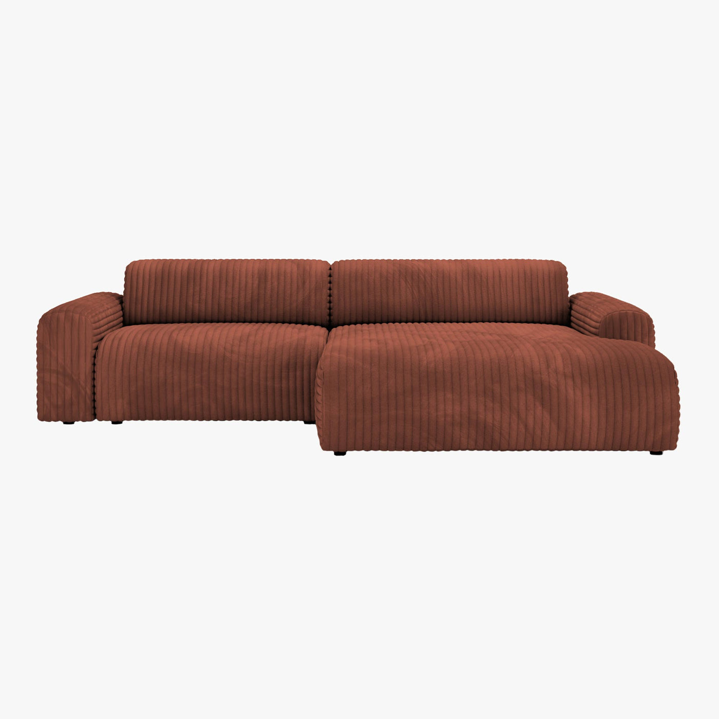 SOFIA Canapé d'angle en velours gros côtelé terracotta - Angle droit - Canapés d'angle - Mobilier Deco