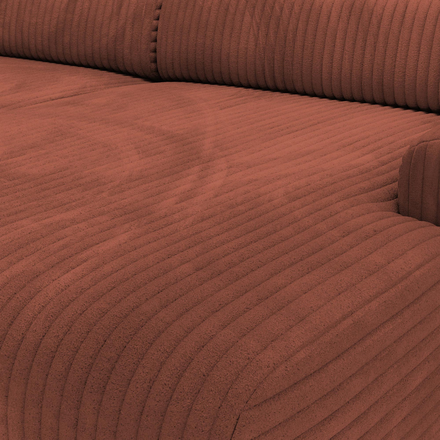 SOFIA Canapé d'angle en velours gros côtelé terracotta - Angle droit - Canapés d'angle - Mobilier Deco