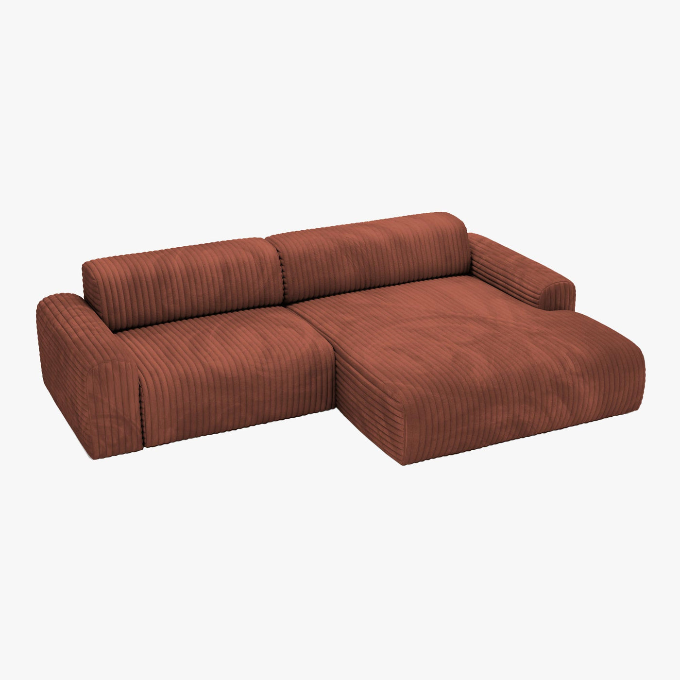SOFIA Canapé d'angle en velours gros côtelé terracotta - Angle droit - Canapés d'angle - Mobilier Deco