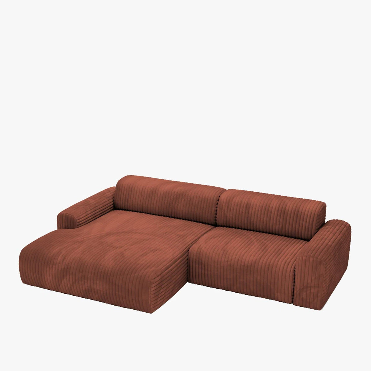 SOFIA Canapé d'angle en velours gros côtelé terracotta - Angle gauche - Canapés d'angle - Mobilier Deco
