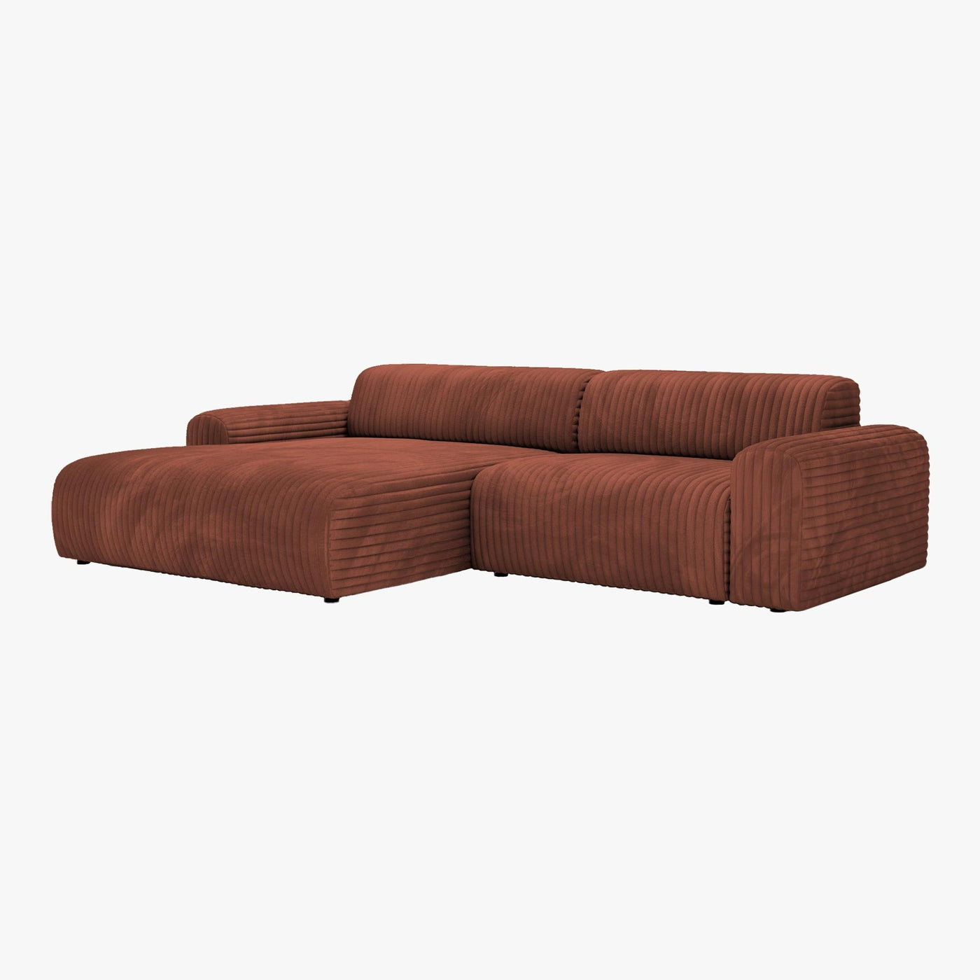 SOFIA Canapé d'angle en velours gros côtelé terracotta - Angle gauche - Canapés d'angle - Mobilier Deco
