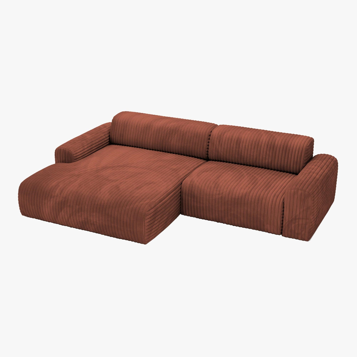 SOFIA Canapé d'angle en velours gros côtelé terracotta - Angle gauche - Canapés d'angle - Mobilier Deco