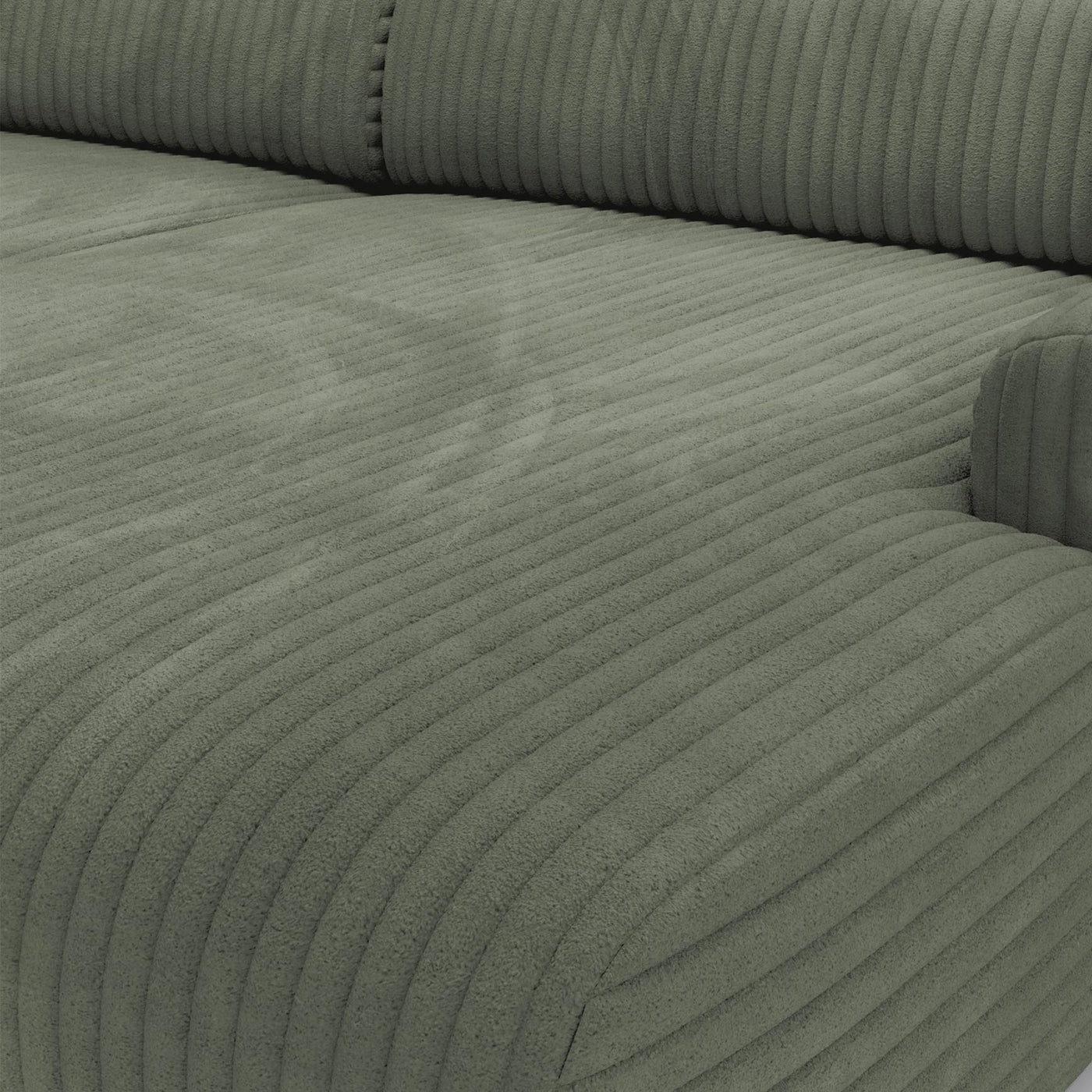 SOFIA Canapé d'angle en velours gros côtelé vert - Angle droit - Canapés d'angle - Mobilier Deco
