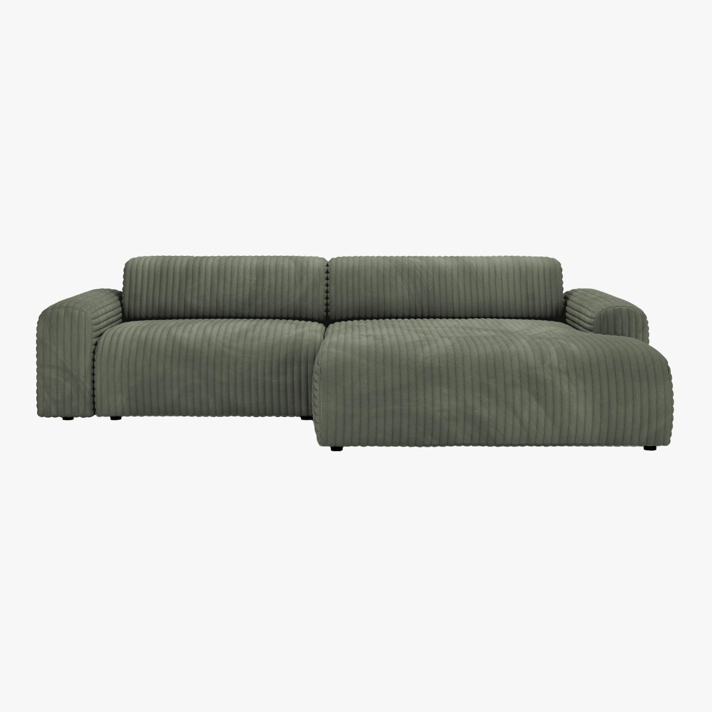 SOFIA Canapé d'angle en velours gros côtelé vert - Angle droit - Canapés d'angle - Mobilier Deco