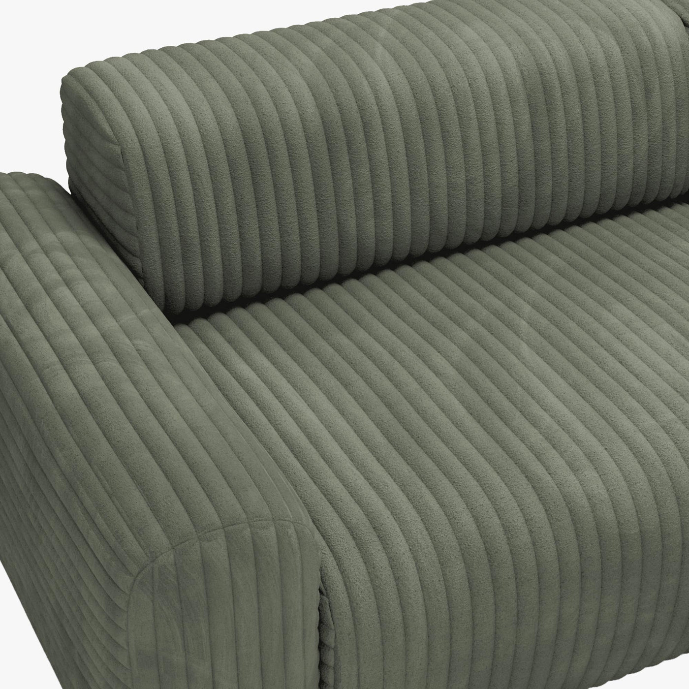 SOFIA Canapé d'angle en velours gros côtelé vert - Angle droit - Canapés d'angle - Mobilier Deco