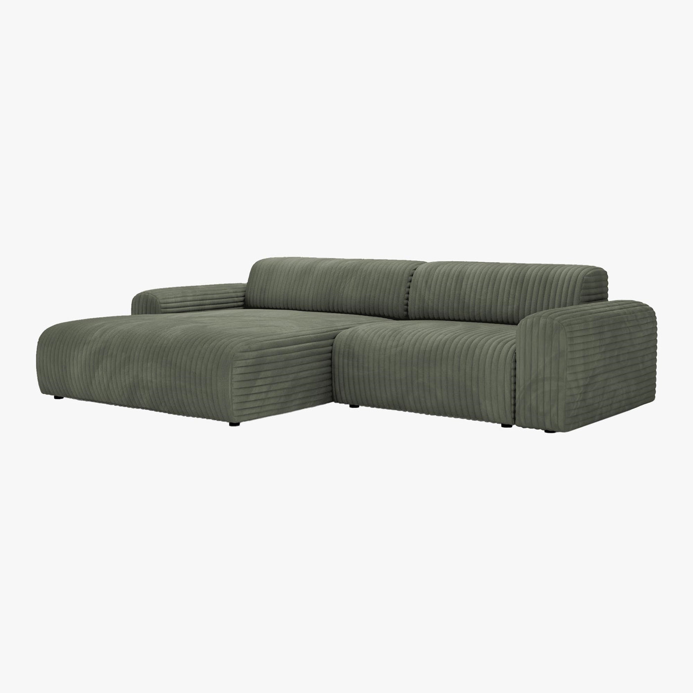 SOFIA Canapé d'angle en velours gros côtelé vert - Angle gauche - Canapés d'angle - Mobilier Deco