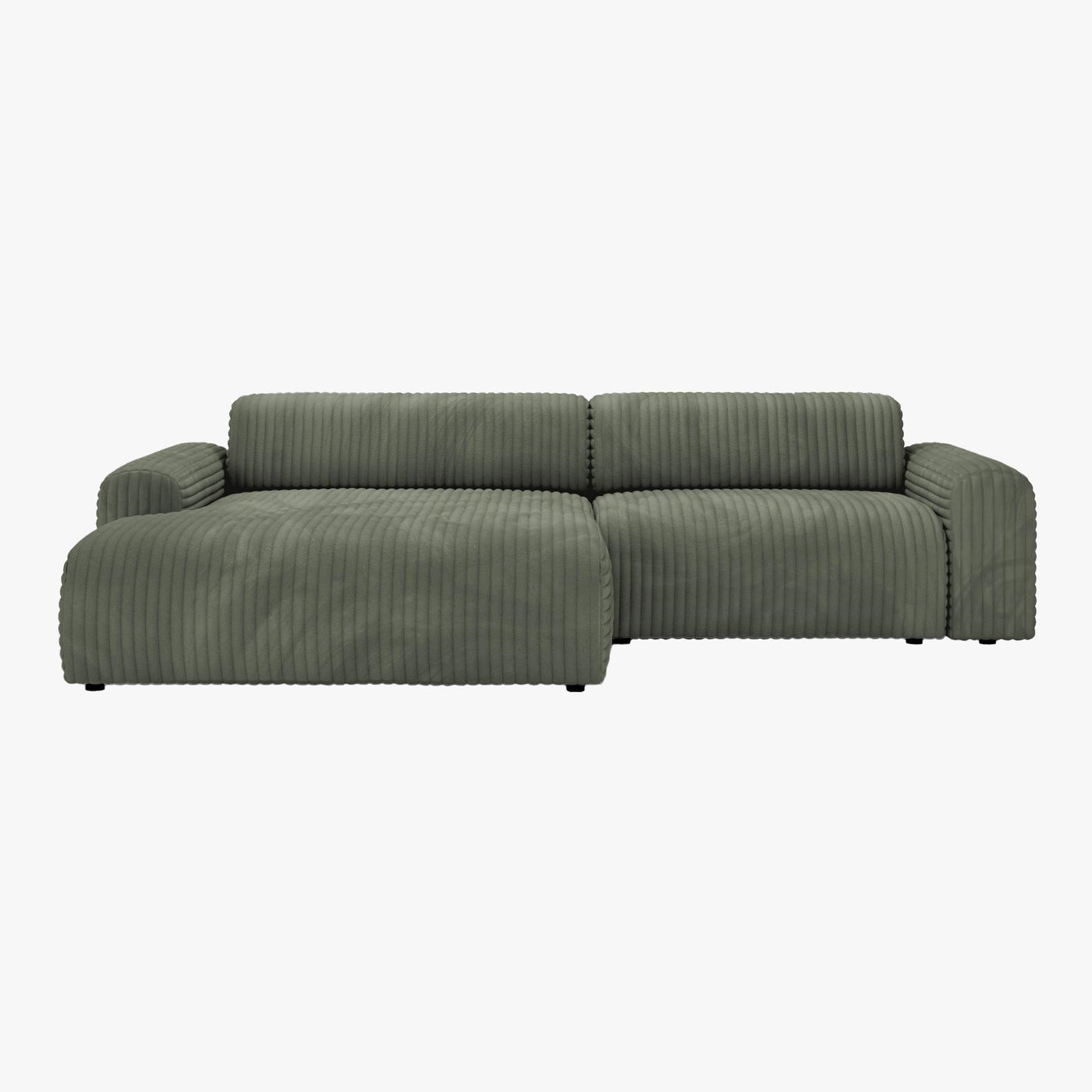 SOFIA Canapé d'angle en velours gros côtelé vert - Angle gauche - Canapés d'angle - Mobilier Deco