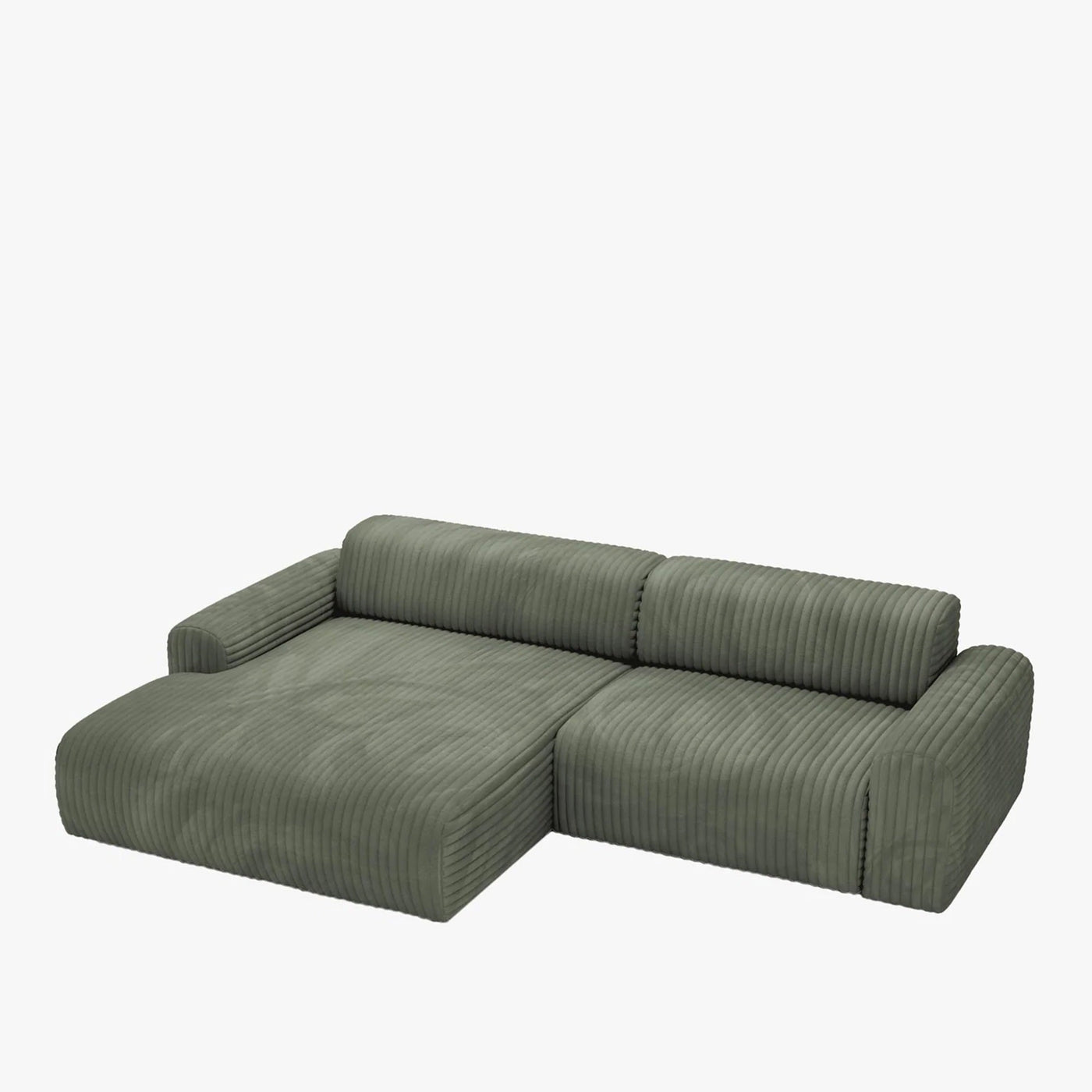 SOFIA Canapé d'angle en velours gros côtelé vert - Angle gauche - Canapés d'angle - Mobilier Deco