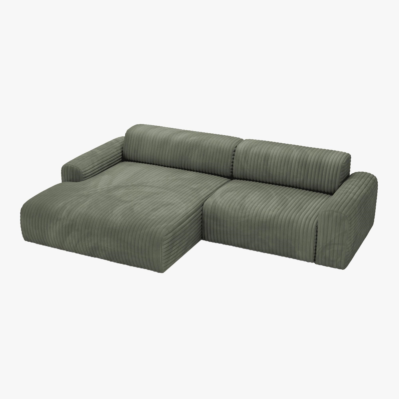 SOFIA Canapé d'angle en velours gros côtelé vert - Angle gauche - Canapés d'angle - Mobilier Deco