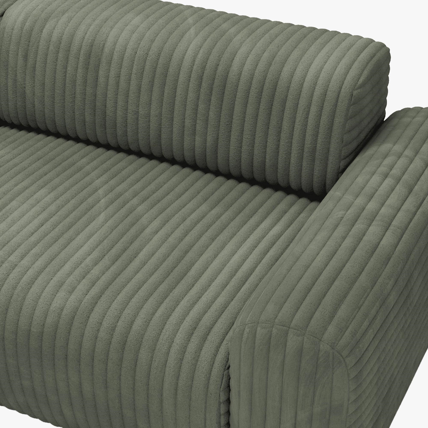 SOFIA Canapé d'angle en velours gros côtelé vert - Angle gauche - Canapés d'angle - Mobilier Deco