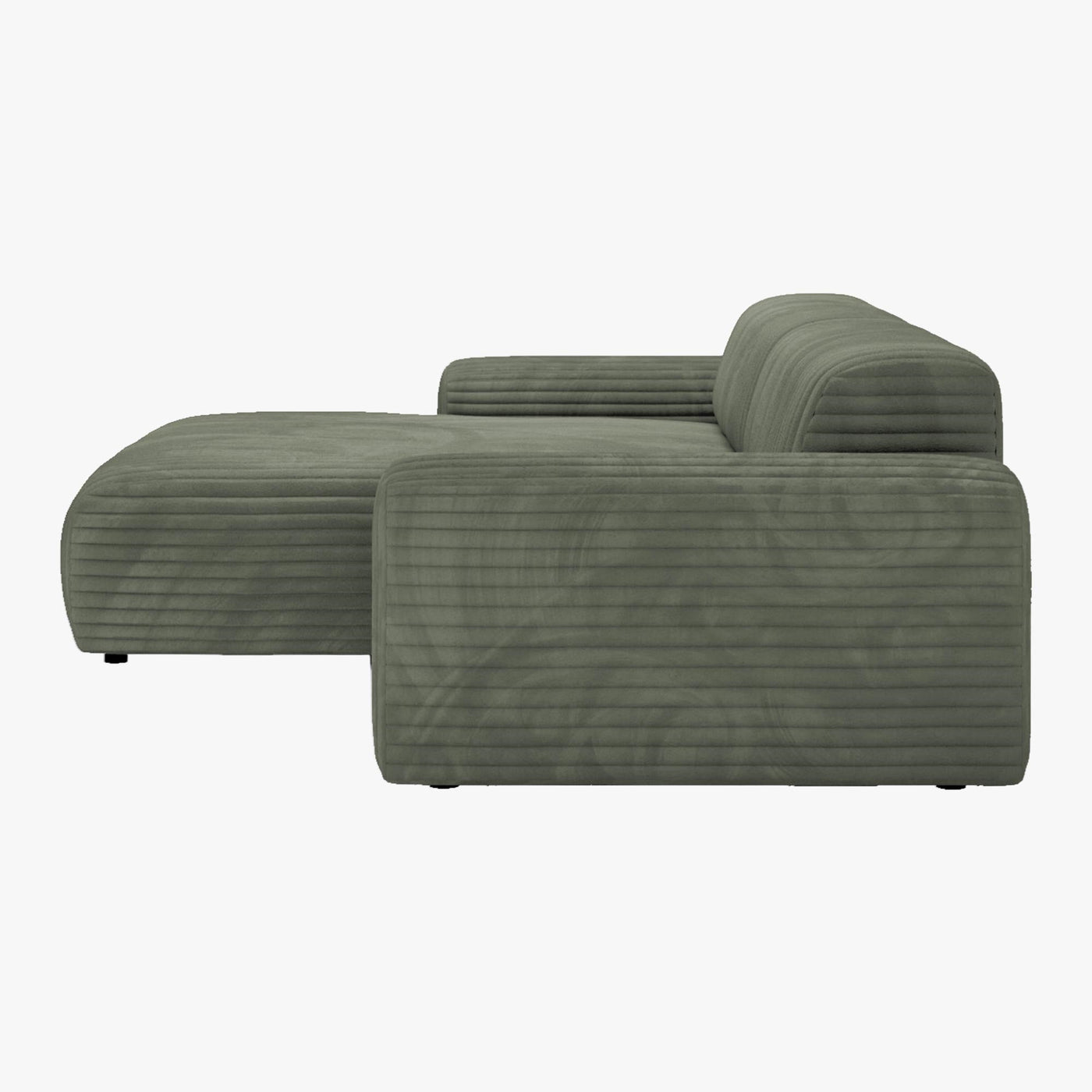 SOFIA Canapé d'angle en velours gros côtelé vert - Angle gauche - Canapés d'angle - Mobilier Deco