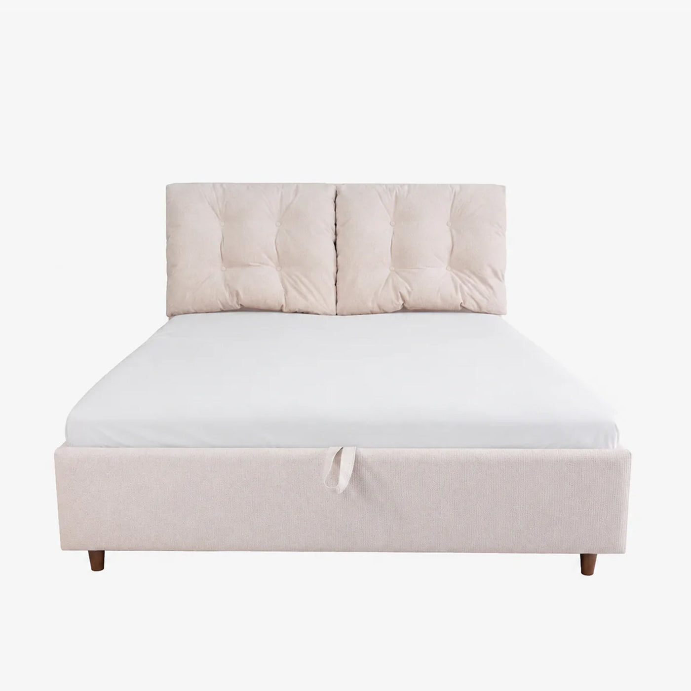 SORA Lit double en tissu beige avec coffre 140x190 cm - Lits - Mobilier Deco