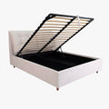 SORA Lit double en tissu beige avec coffre 140x190 cm