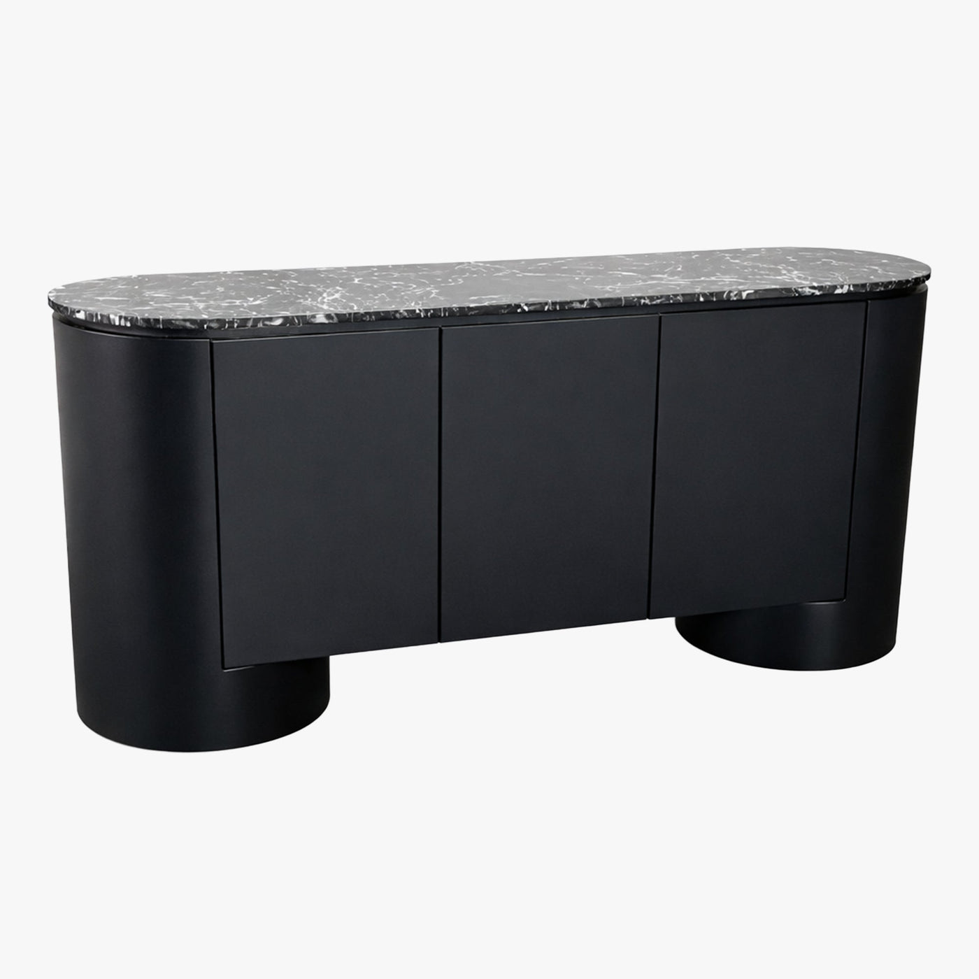 SORAN Buffet 3 portes plateau en marbre d'ingénierie noir et blanc - Buffet - Mobilier Deco