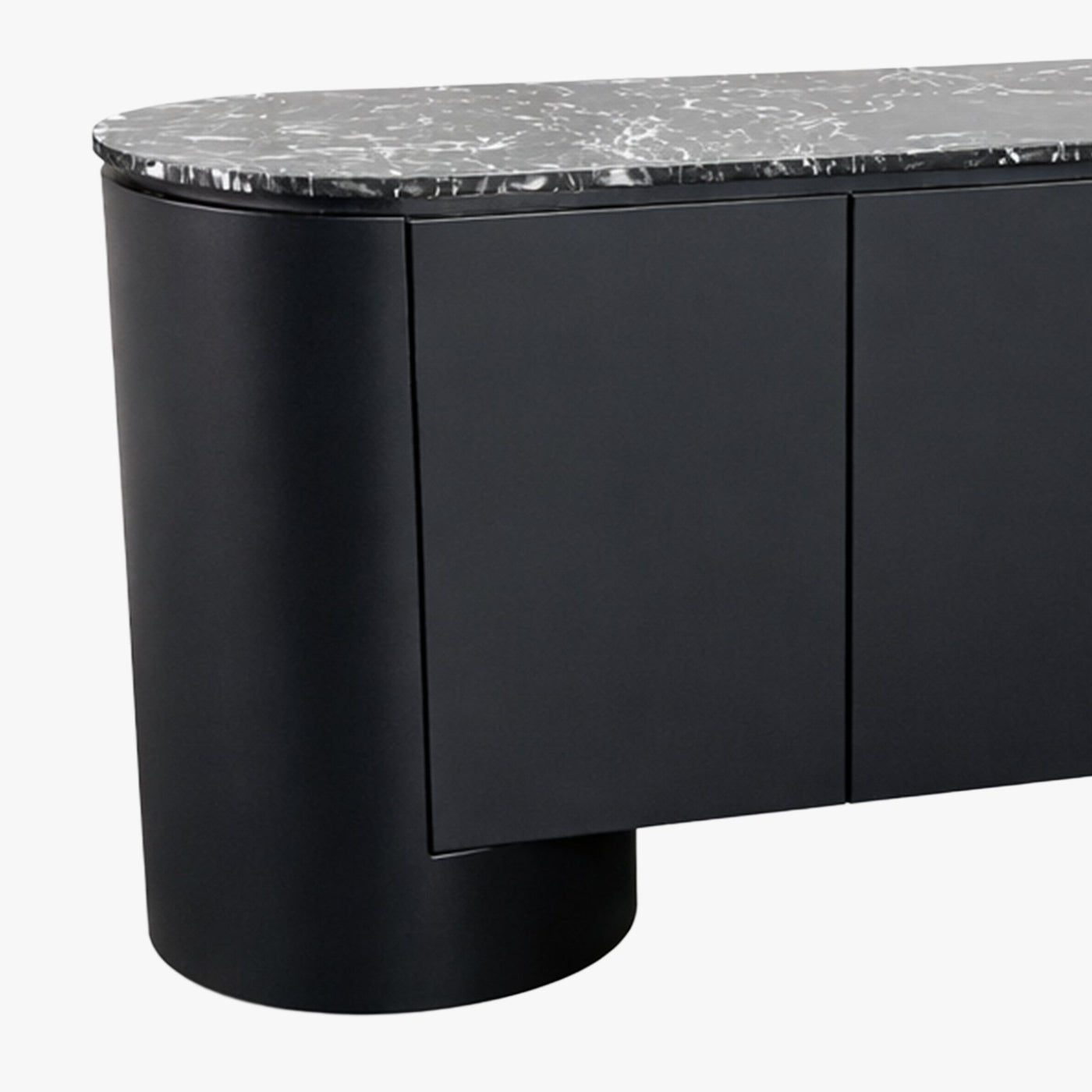 SORAN Buffet 3 portes plateau en marbre d'ingénierie noir et blanc - Buffet - Mobilier Deco