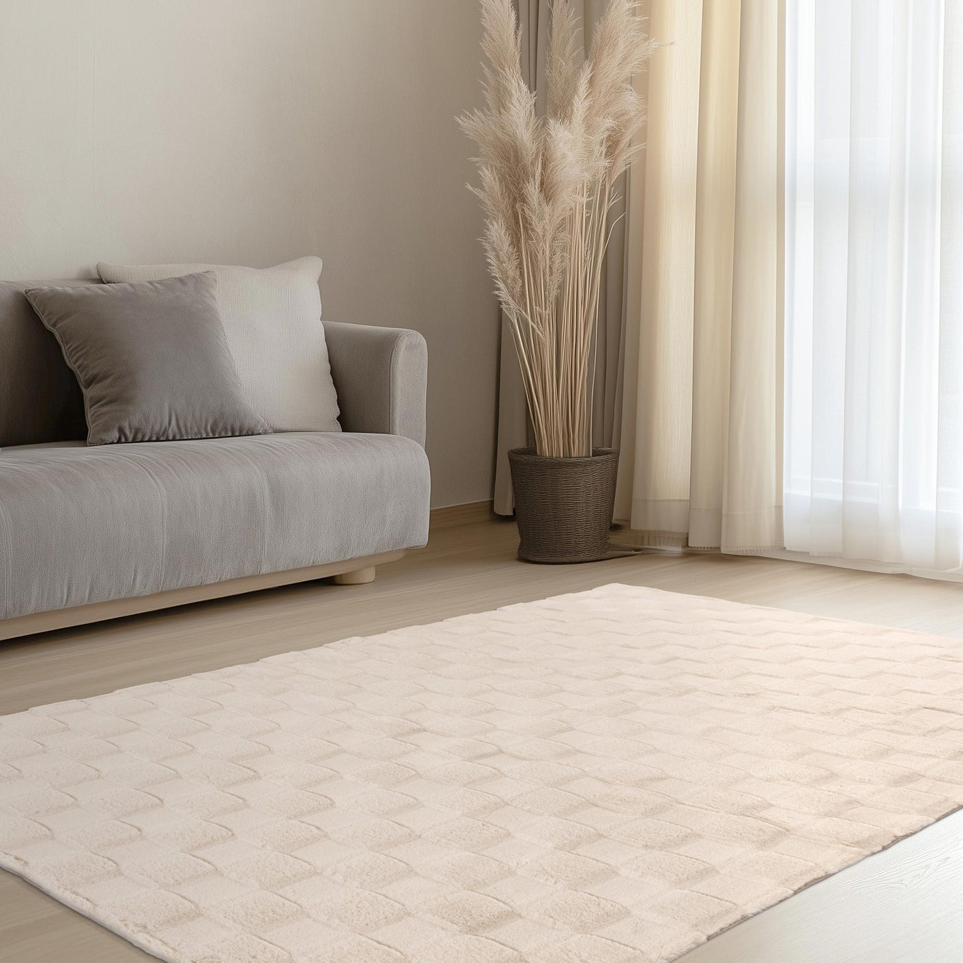 SOUL Tapis tissu doux à motif en relief beige - 160x230 cm - Tapis - Mobilier Deco