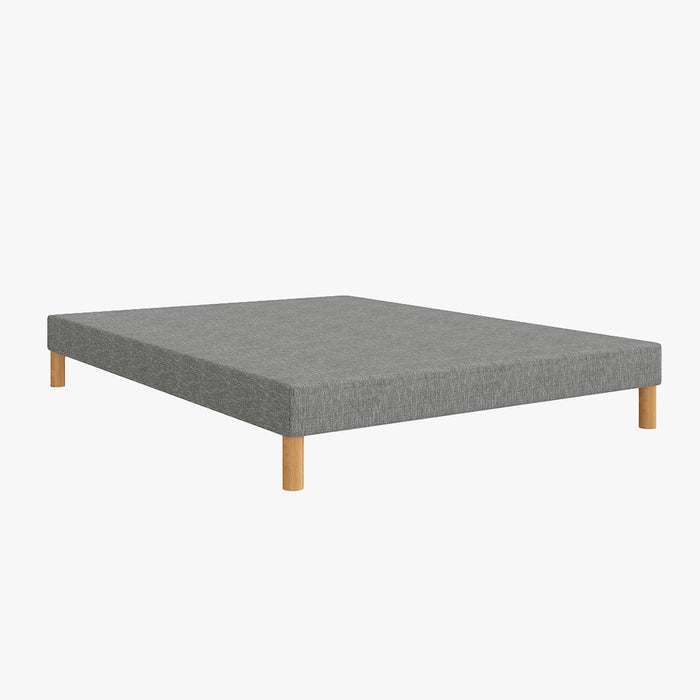 SPRING Sommier tapissier 140x190 tissu gris piètement en bois