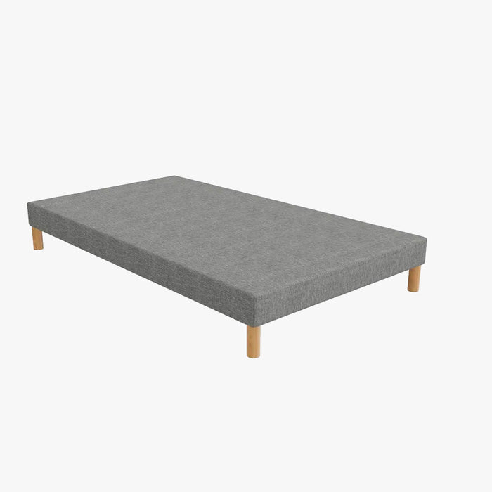 SPRING Sommier tapissier tissu gris piètement en bois 80x200 cm