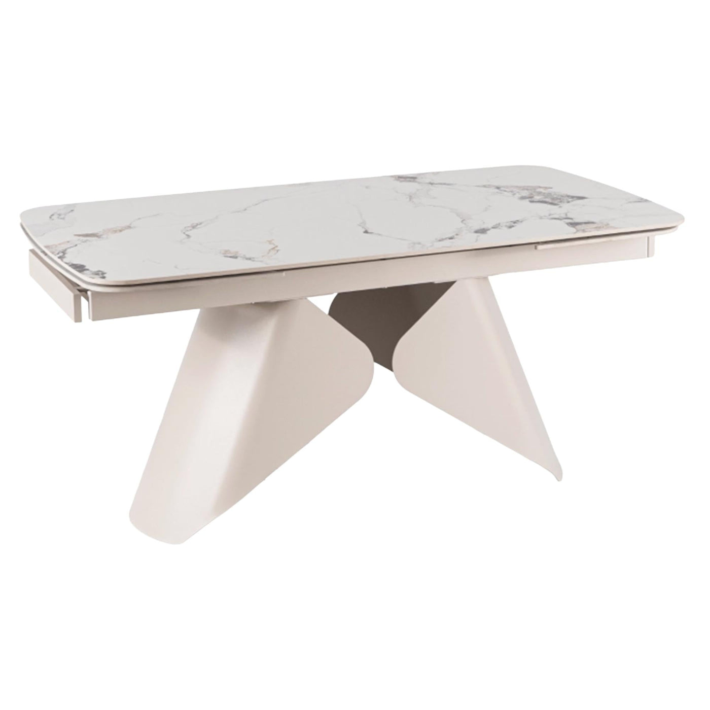 STACY Table à manger extensible en céramique couleur marbre blanc pieds en métal 160-240 cm - Table à manger - Mobilier Deco
