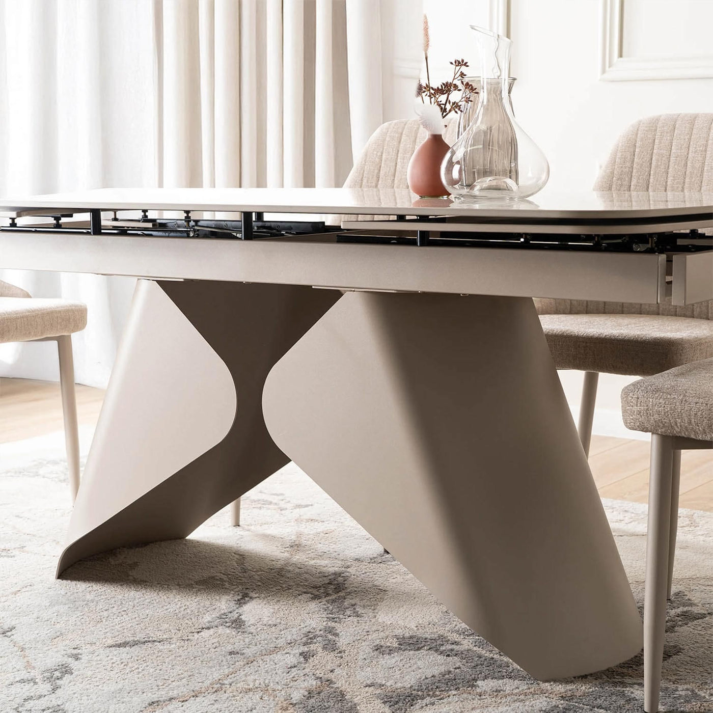 STACY Table à manger extensible en céramique couleur marbre blanc pieds en métal 160-240 cm - Table à manger - Mobilier Deco