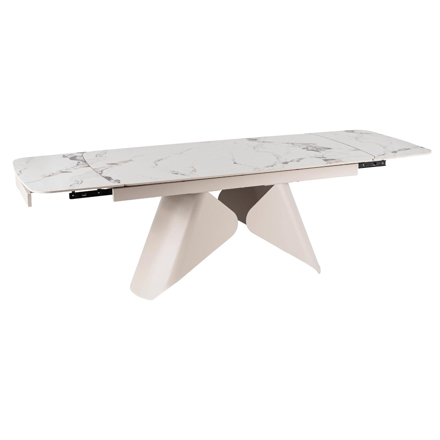 STACY Table à manger extensible en céramique couleur marbre blanc pieds en métal 160-240 cm - Table à manger - Mobilier Deco