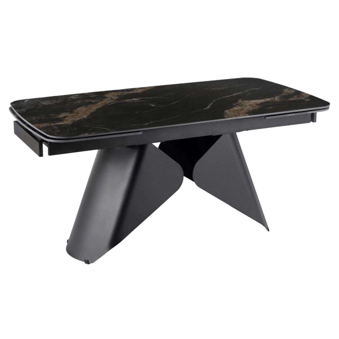 STACY Table à manger extensible en céramique couleur marbre noir pieds en métal 160-240 cm - Table à manger - Mobilier Deco
