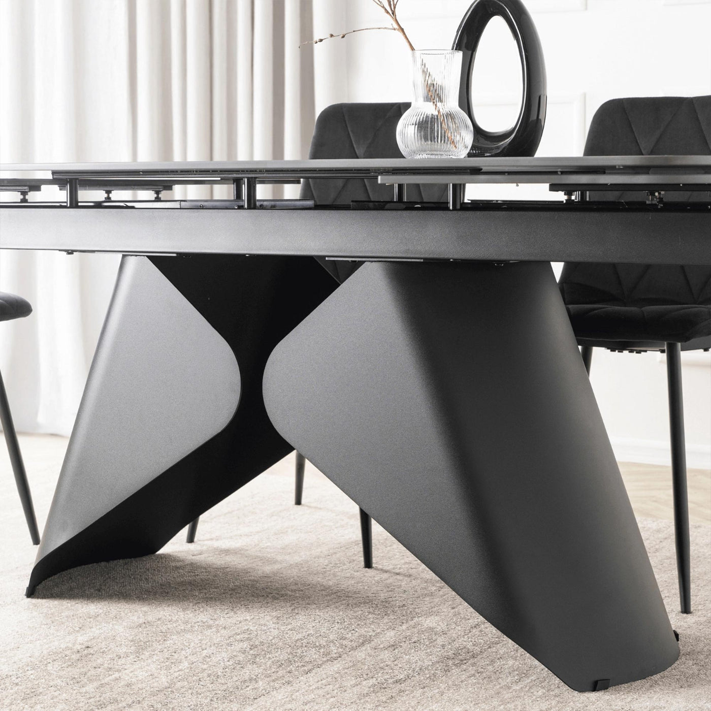 STACY Table à manger extensible en céramique couleur marbre noir pieds en métal 160-240 cm - Table à manger - Mobilier Deco