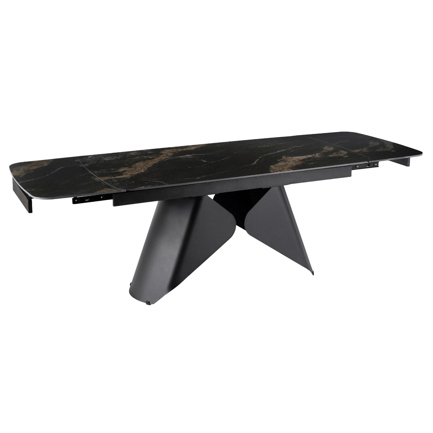 STACY Table à manger extensible en céramique couleur marbre noir pieds en métal 160-240 cm - Table à manger - Mobilier Deco