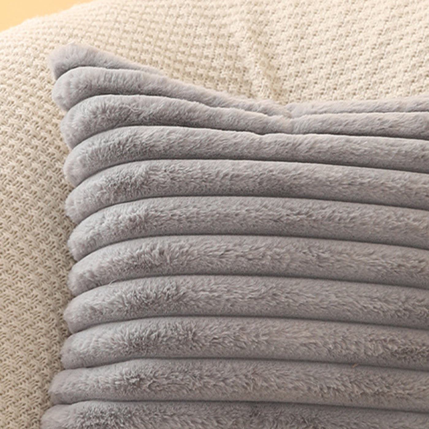 STANLY Coussin carré en tissu côtelé gris 43x43 cm - Coussins - Mobilier Deco