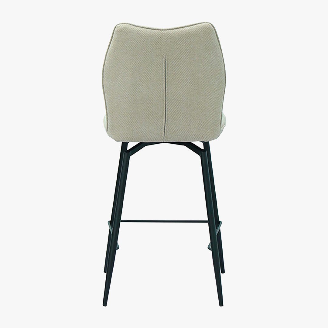 STELA Lot de 2 tabourets pivotants en tissu blanc écru piètement métal noir - Tabourets - Mobilier Deco