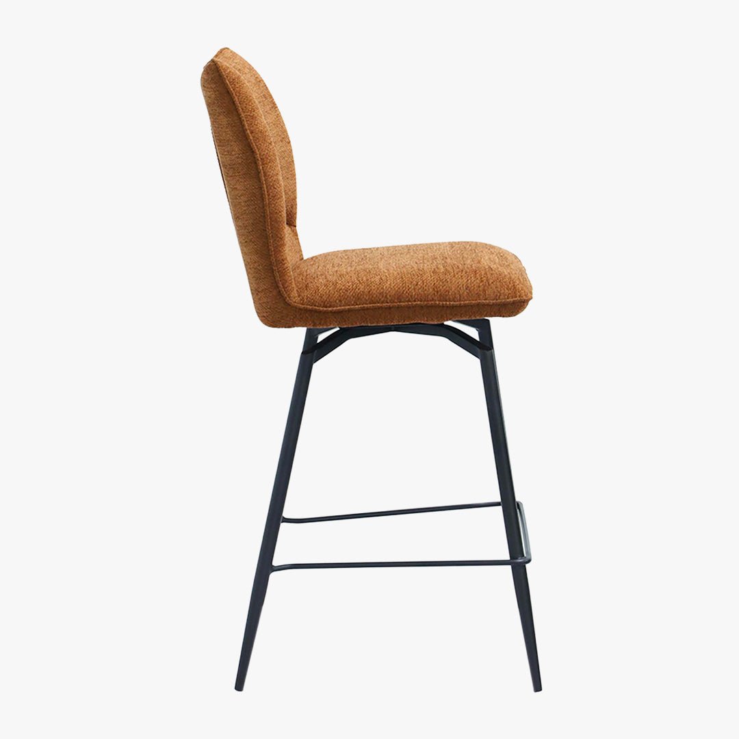 STELA Lot de 2 tabourets pivotants en tissu rouille piètement métal noir - Tabourets - Mobilier Deco