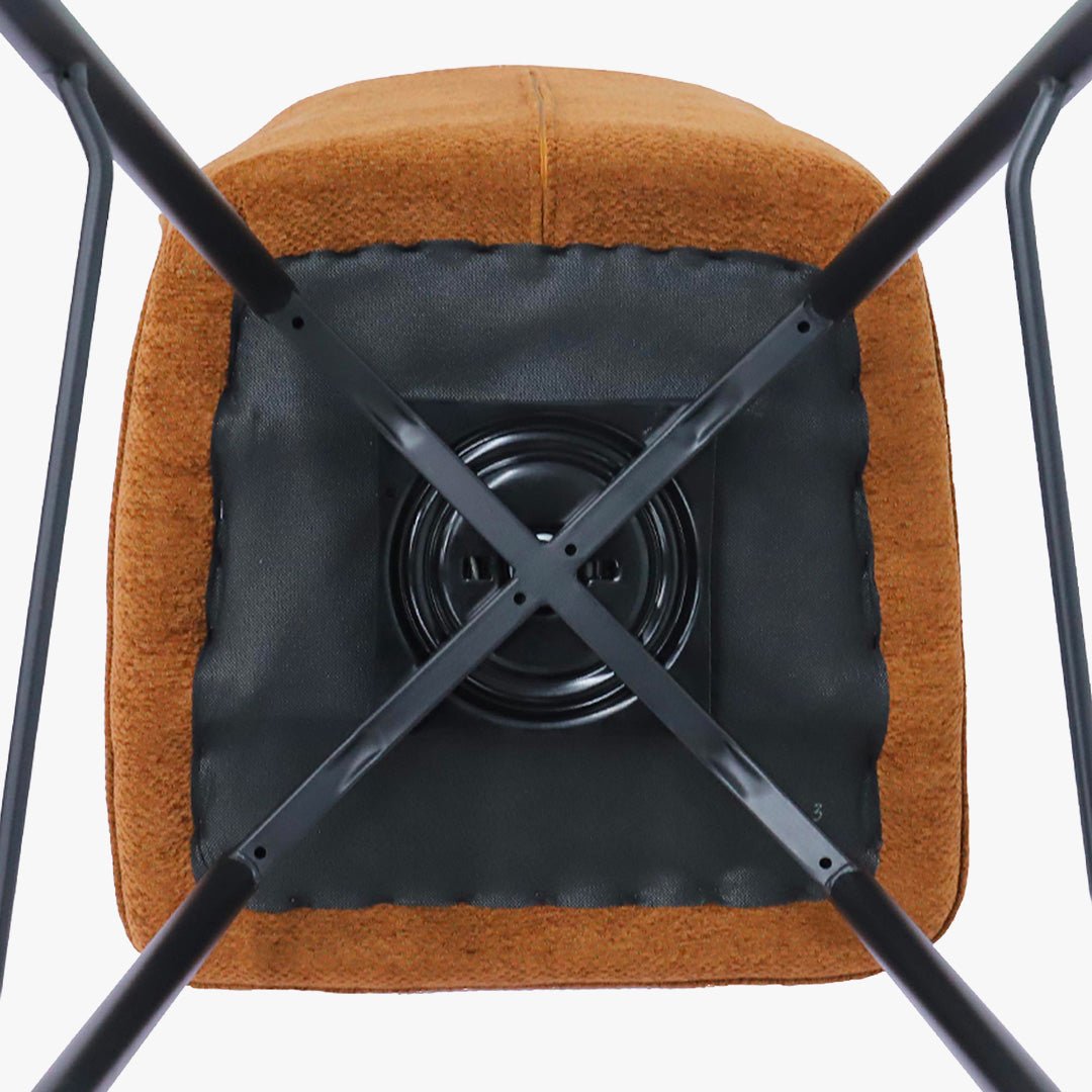 STELA Lot de 2 tabourets pivotants en tissu rouille piètement métal noir - Tabourets - Mobilier Deco