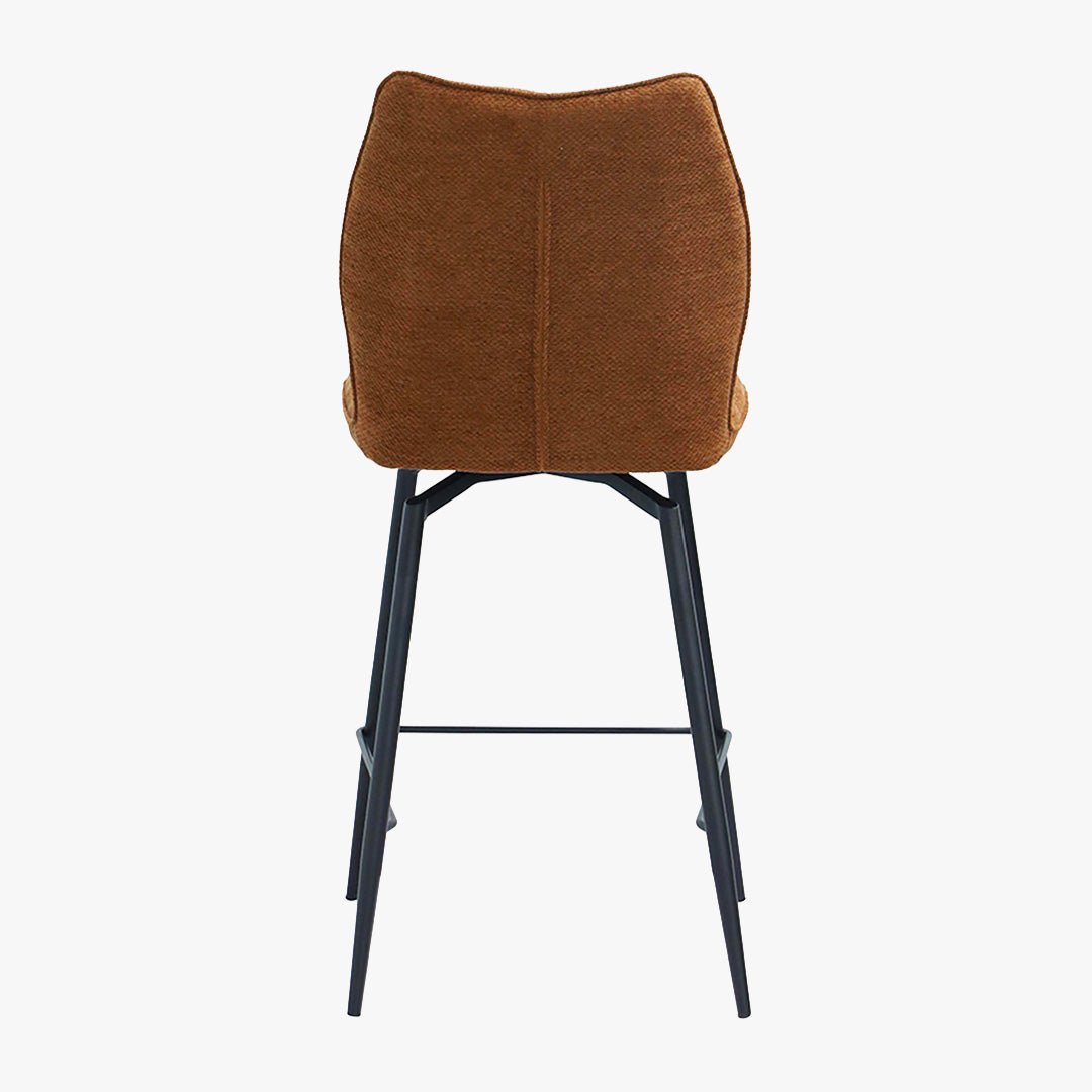 STELA Lot de 2 tabourets pivotants en tissu rouille piètement métal noir - Tabourets - Mobilier Deco