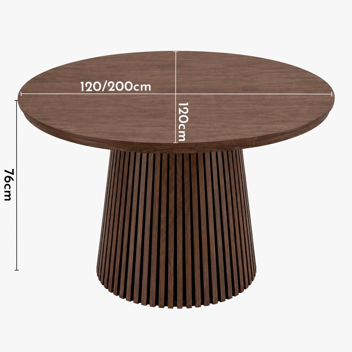 table à manger ronde extensible en MDF, de 120 à 200 cm couleur bois foncé