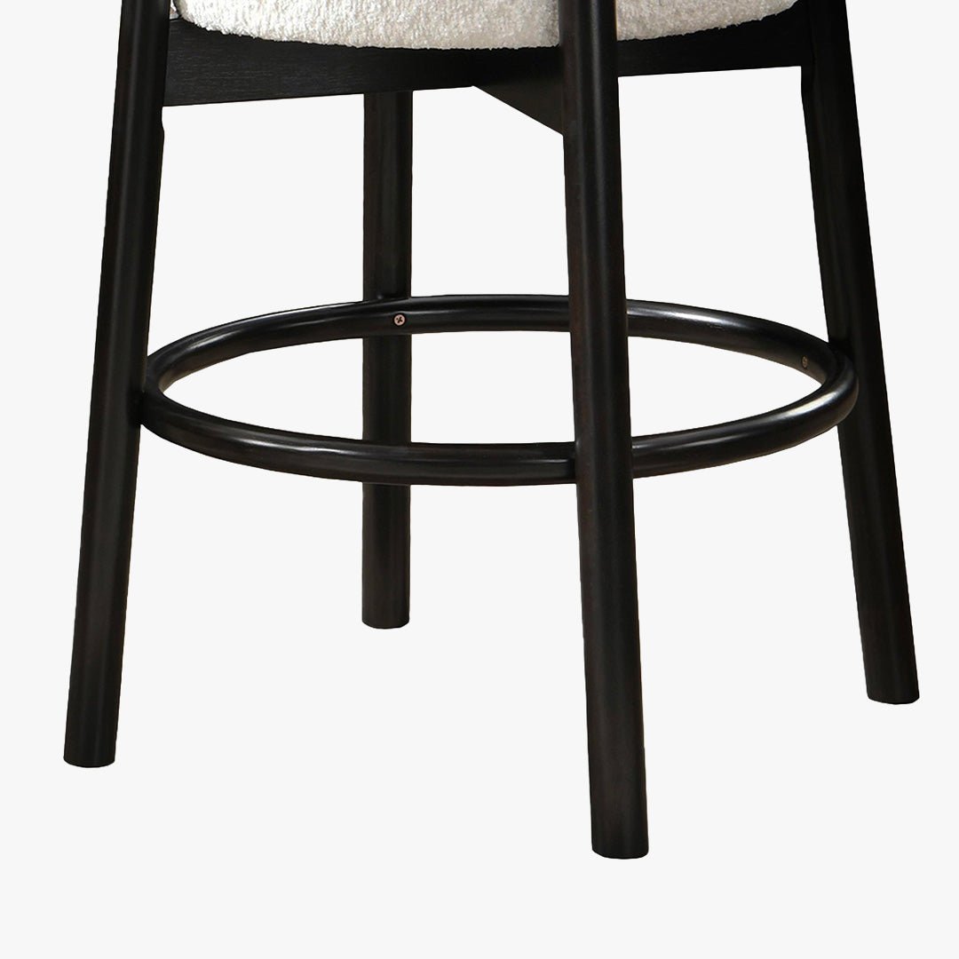 SULLY Lot de 2 tabourets effet peau de mouton blanc et bois noir - Tabourets - Mobilier Deco