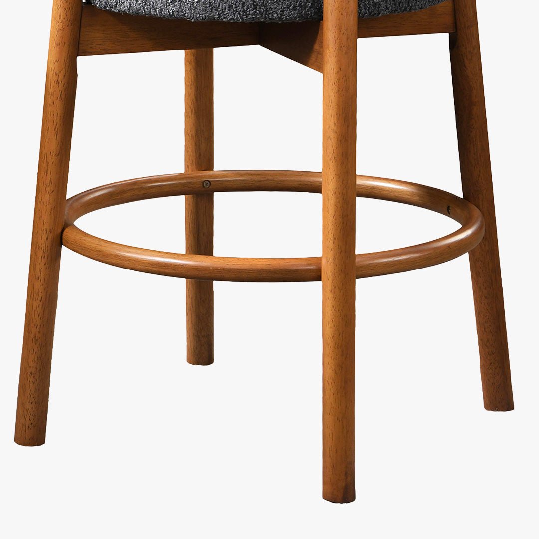 SULLY Lot de 2 tabourets effet peau de mouton gris foncé et bois clair - Tabourets - Mobilier Deco