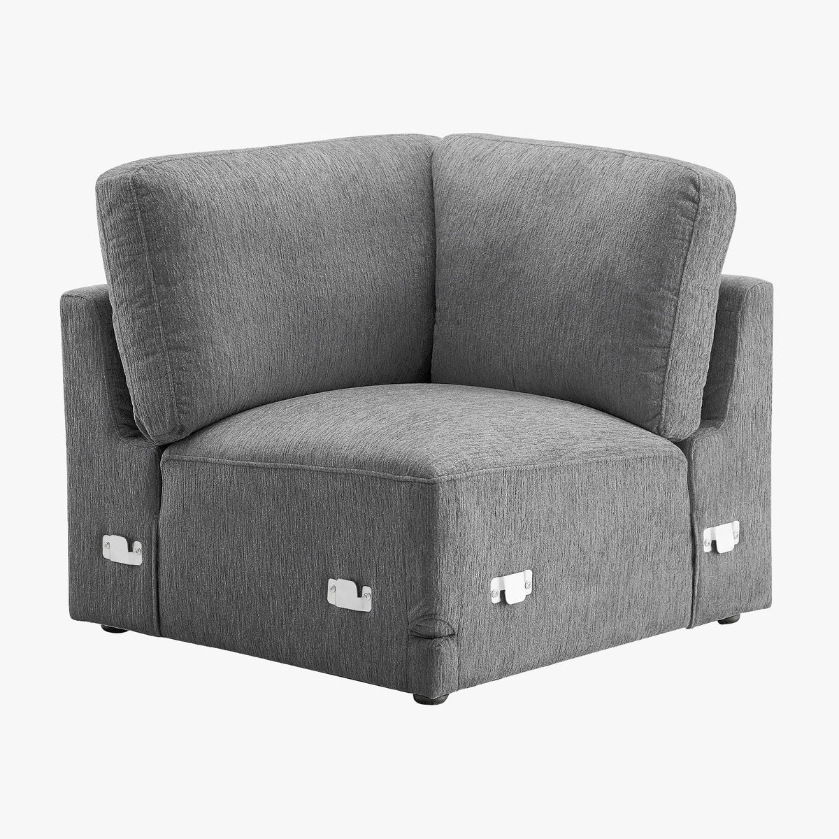 SYLAN Canapé d'angle réversible en tissu gris - Canapés d'angle - Mobilier Deco