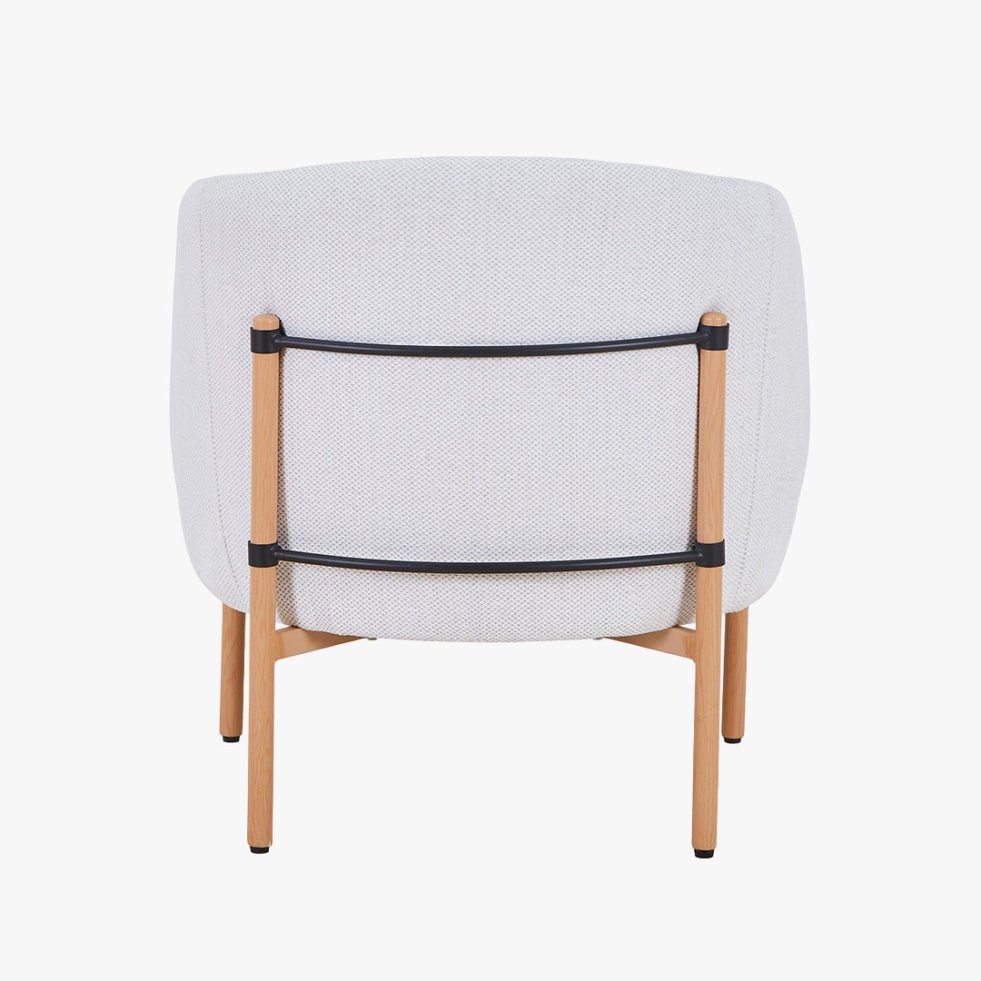 SYLIA Fauteuil en tissu blanc écru pieds couleur bois - Chaise de repas - Mobilier Deco