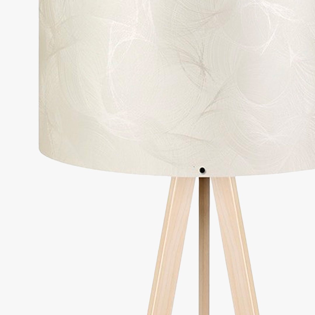 SYMO Lampe sur pieds avec abat jour en PVC beige pieds couleur bois clair - Luminaires - Mobilier Deco