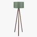 SYMO Lampe sur pieds avec abat jour en PVC vert pieds couleur bois foncé