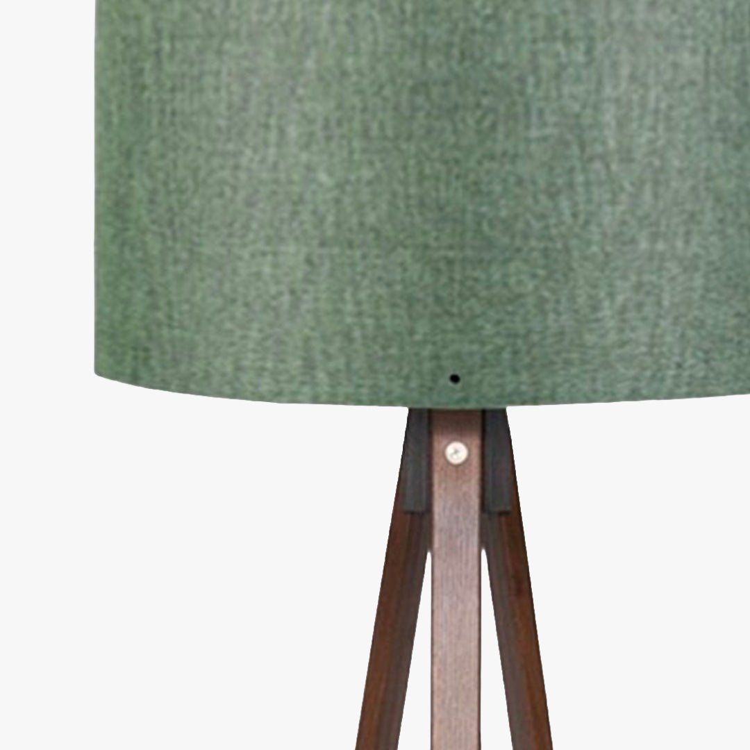 SYMO Lampe sur pieds avec abat jour en PVC vert pieds couleur bois foncé - Luminaires - Mobilier Deco