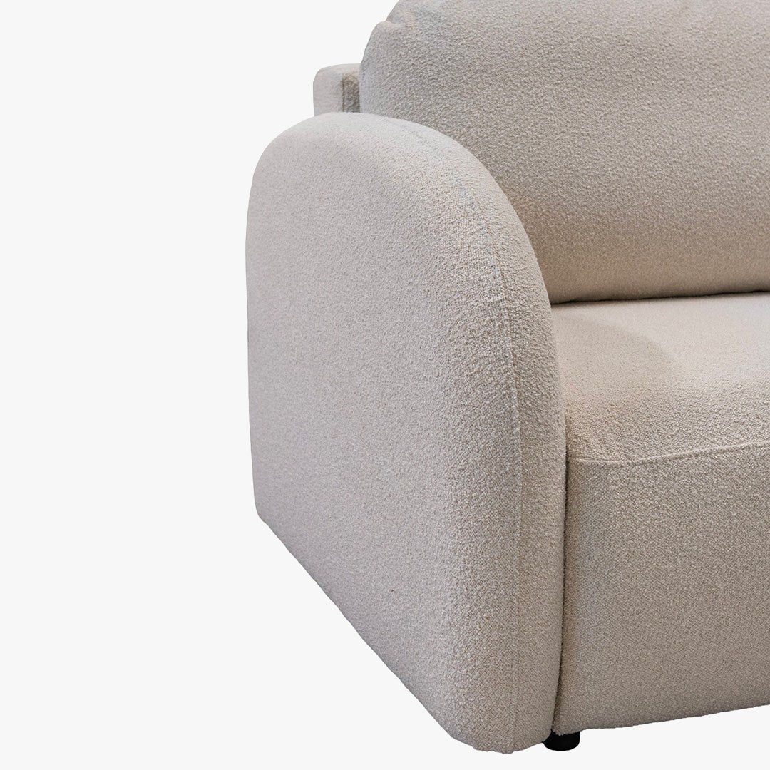 SYNA Canapé 3 places convertible en tissu bouclette beige - Canapés convertibles - Mobilier Deco