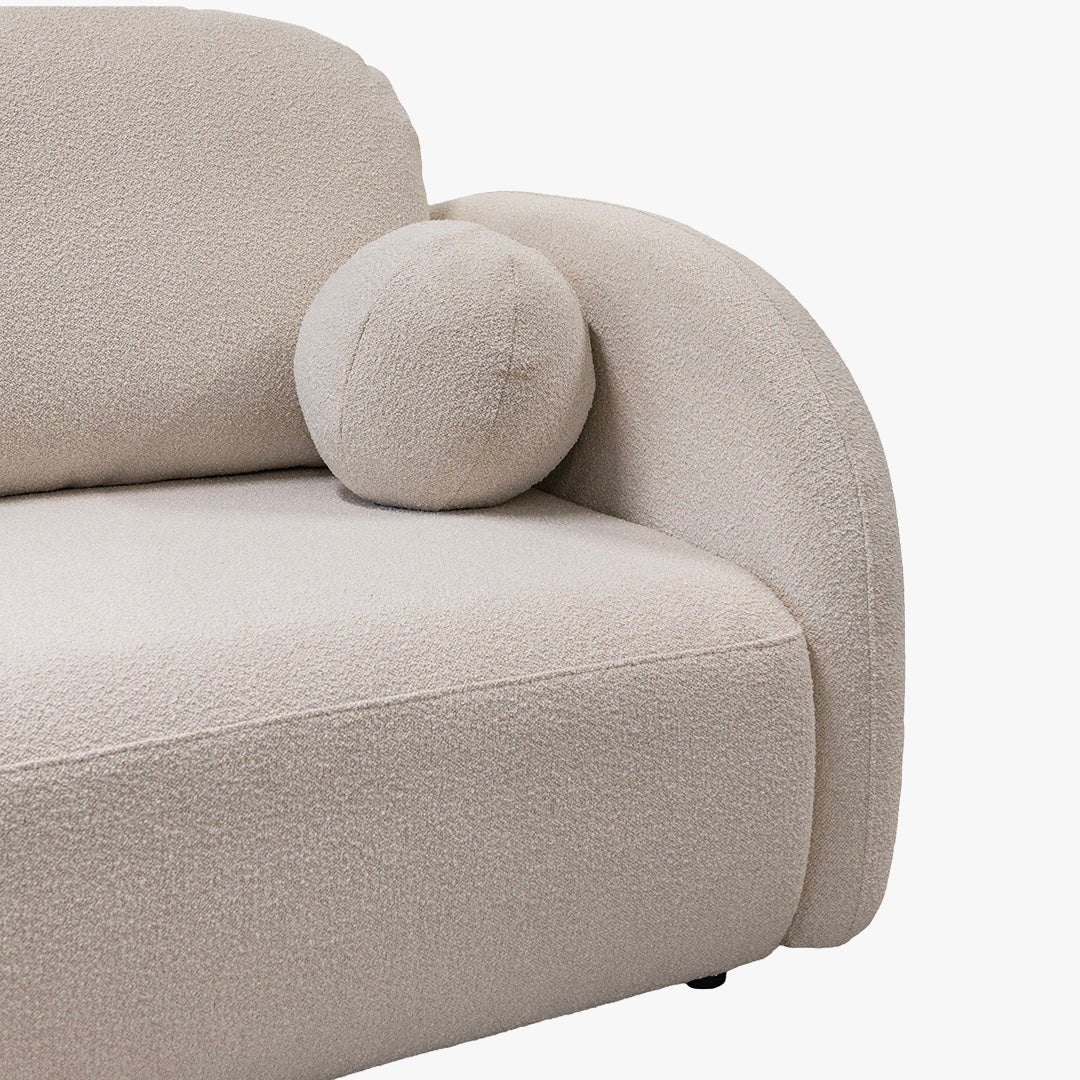 SYNA Canapé 3 places convertible en tissu bouclette beige - Canapés convertibles - Mobilier Deco